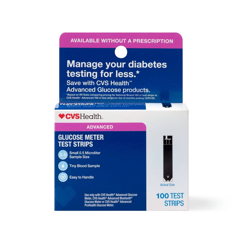 Cvs Health Advanced Glucose Meter Test Strips, 100 Ct