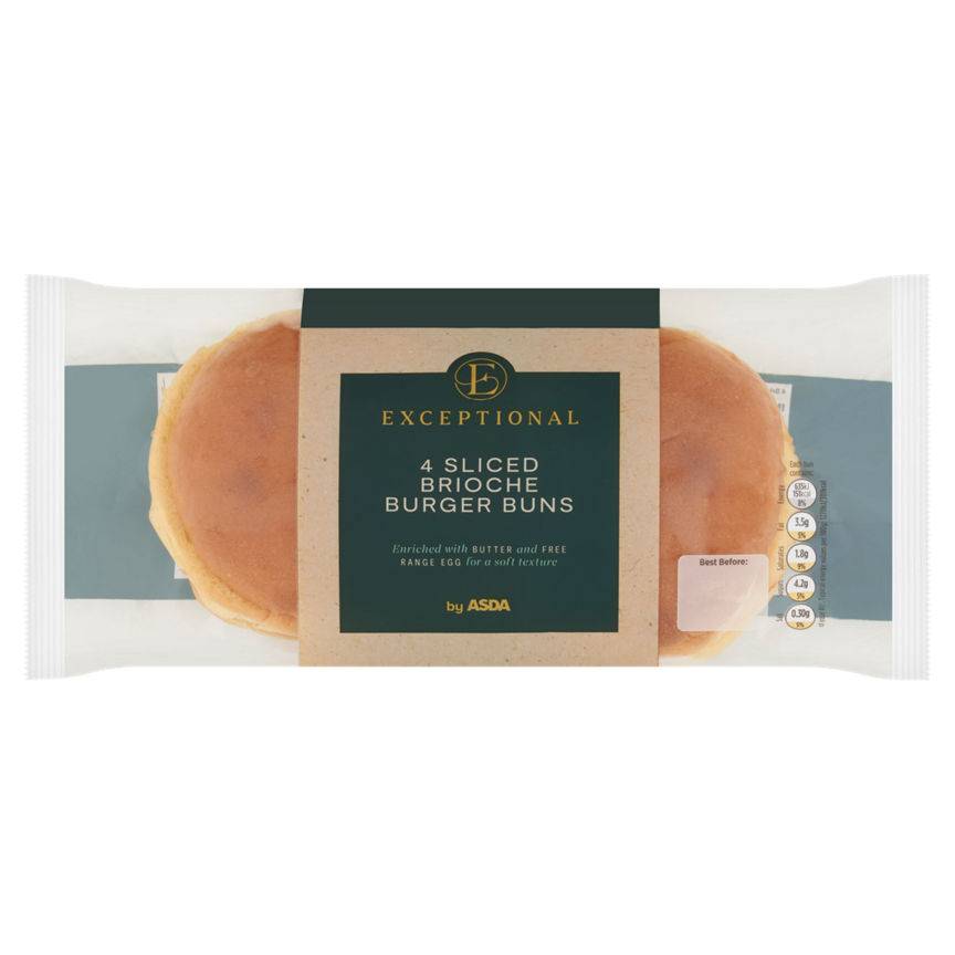 ASDA Exceptional Sliced Brioche Burger Buns (4 pack)