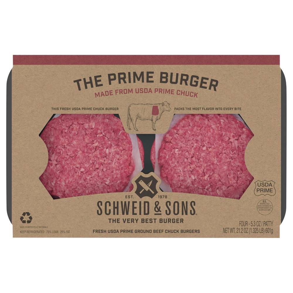 Schweid & Sons the Prime Ground Beef Chuck Burgers