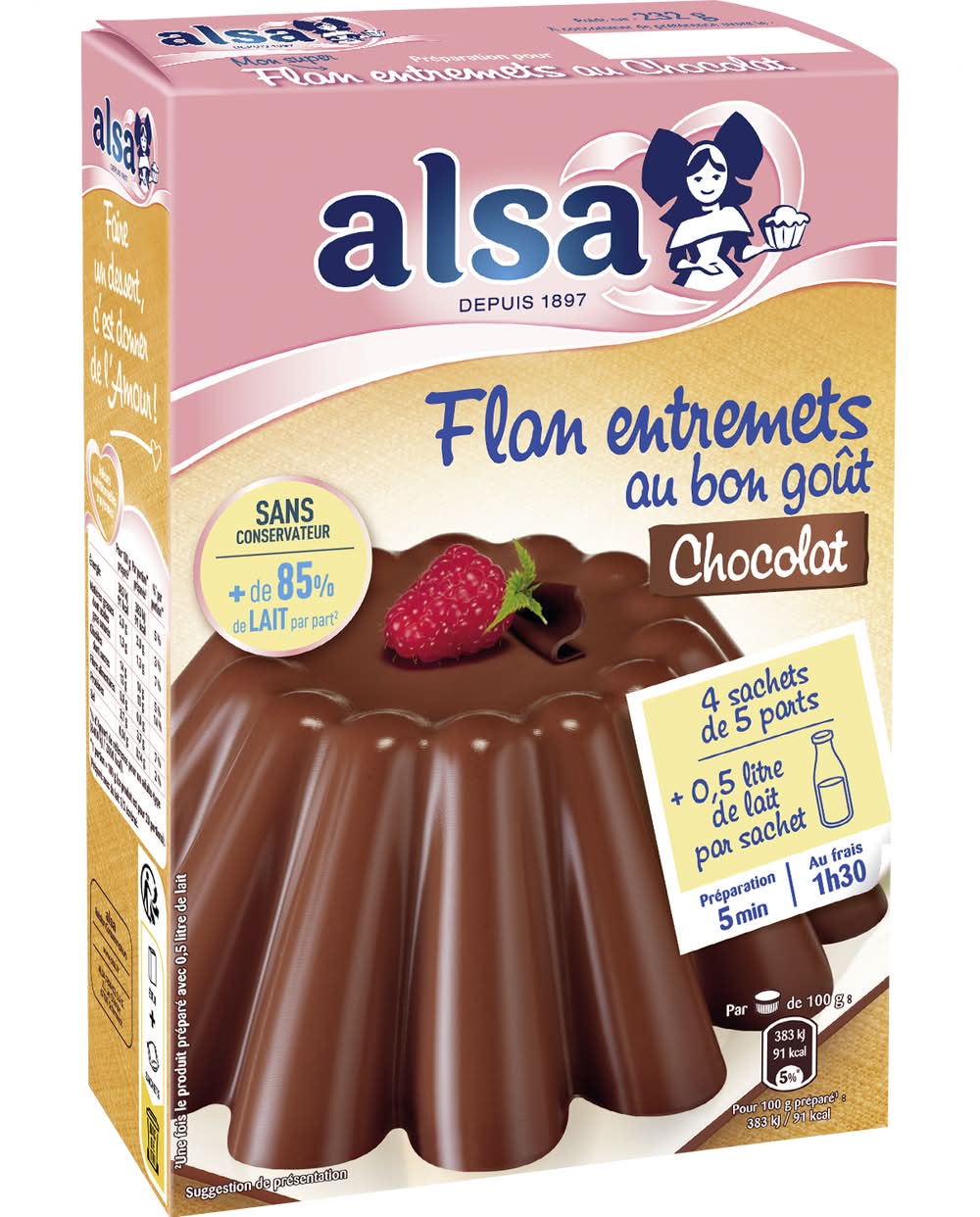 Alsa - Préparation flan entremets au chocolat (232g)