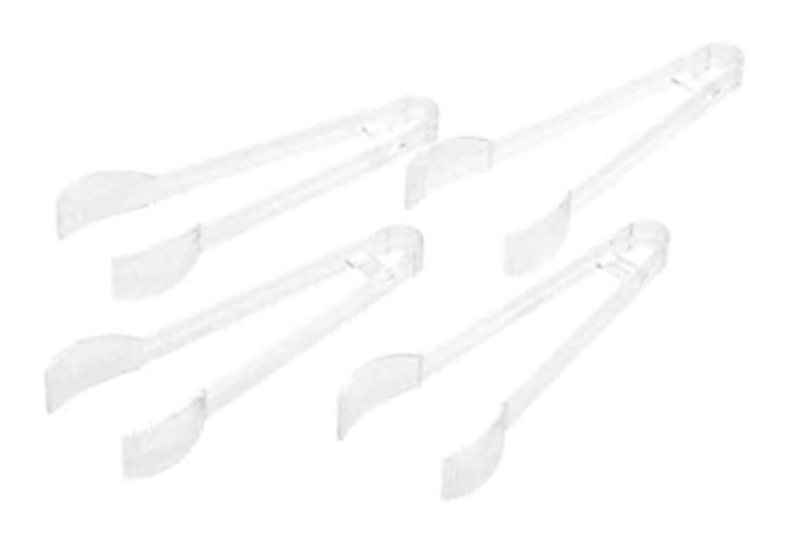 7" Premium Plastic Clear Serving Tongs 4 Ct