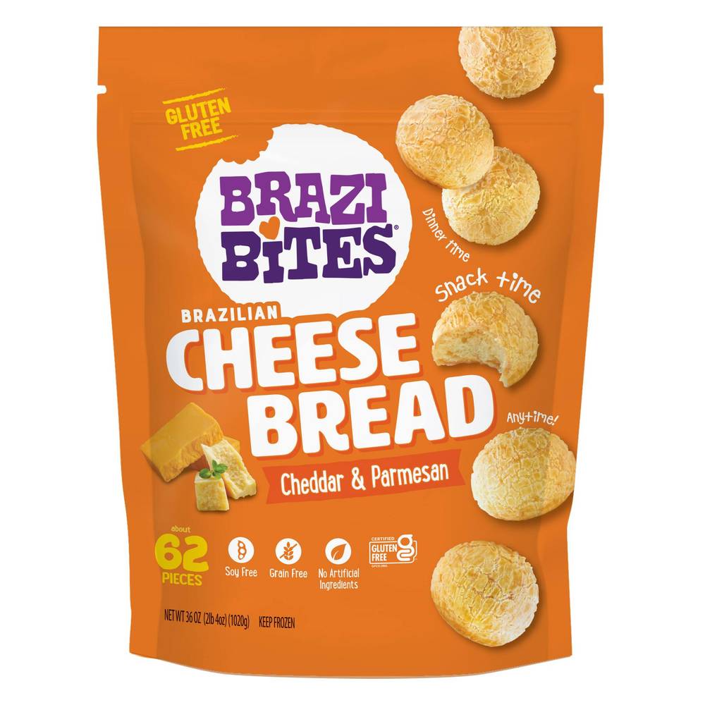 Brazi Bites Brazilian Cheese Bread, Cheddar & Parmesan, 62-count