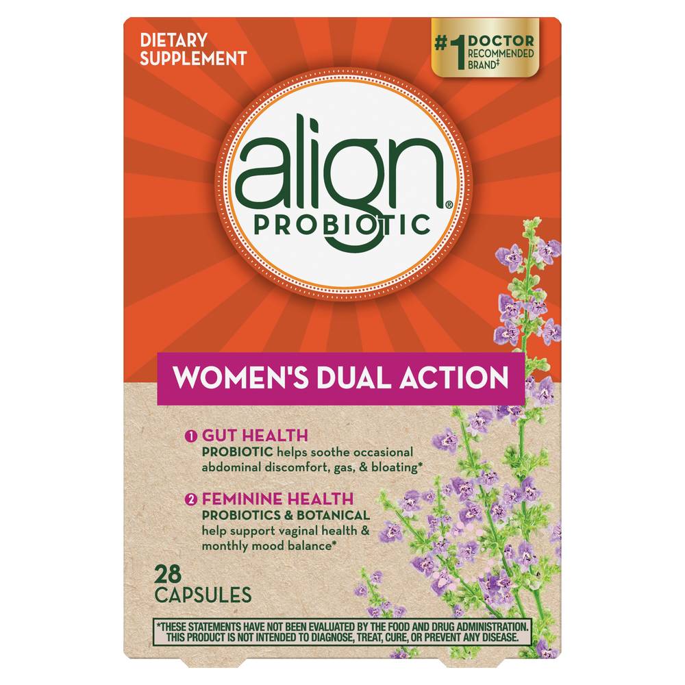 Align Probiotic Women'S Dual Action Gut & Feminine Health Capsules, 28 Ct