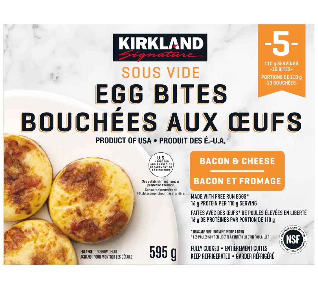 Kirkland Signature - Bouchées Aux Œufs Sous Vide Au Bacon Et Fromage, 595 G / Kirkland Signature Bacon & Cheese Sous Vide Egg Bites, 595 G