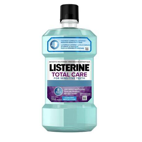 Listerine Total Care For Sensitive Teeth Antiseptic Mouthwash, Clean Mint (250 ml)
