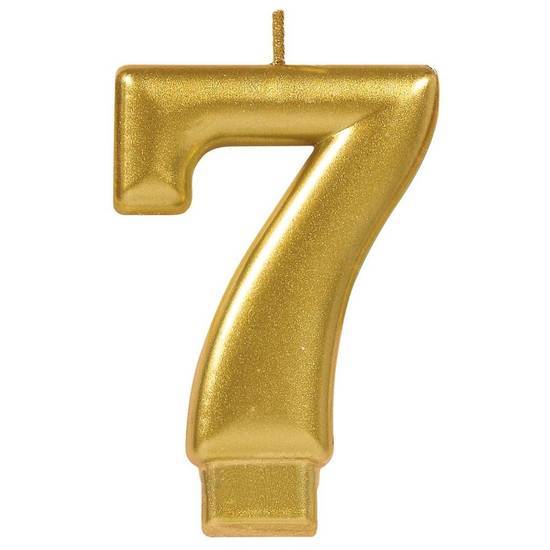 Amscan Numeral #7 Metallic Candle - Gold (unit)