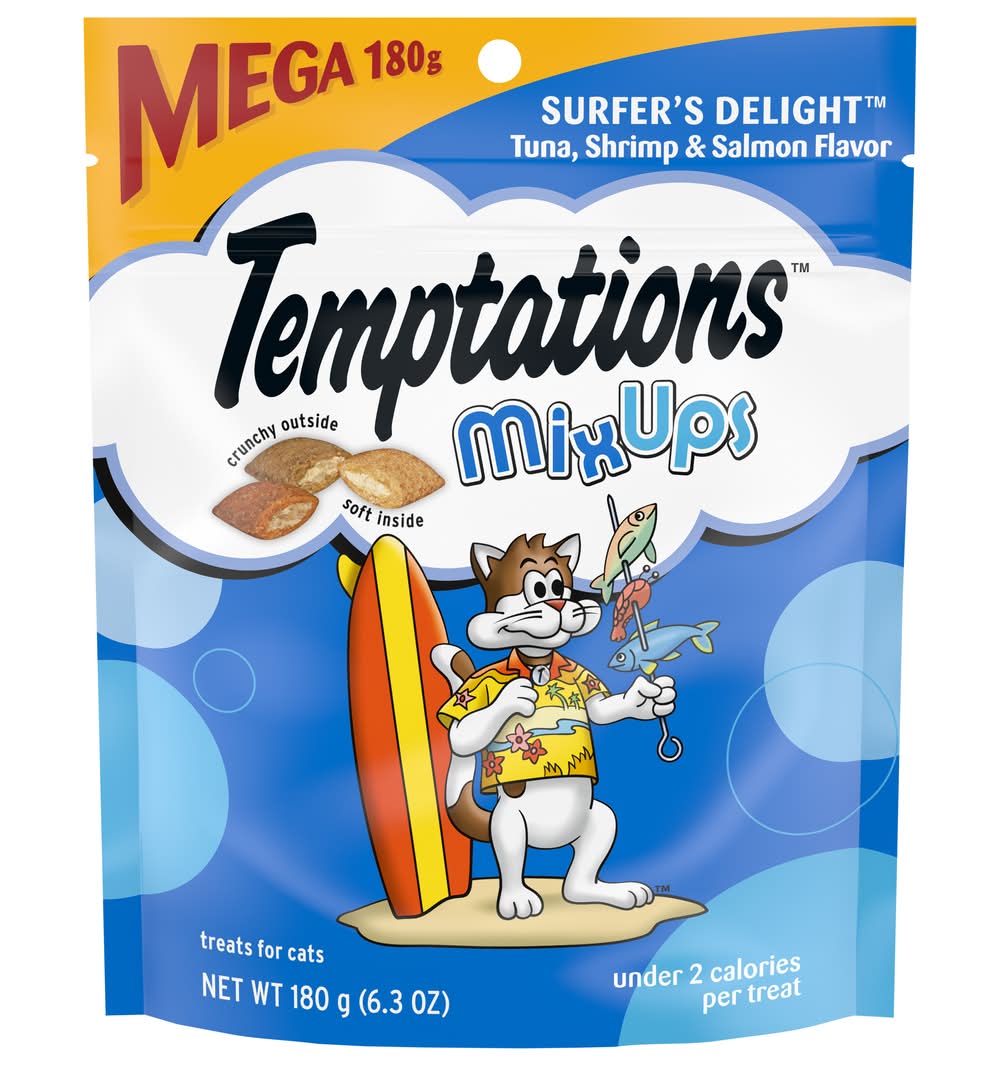Temptations Surfer's Delight Tuna Shrimp & Salmon Flavors Treats For Cats (6.3 oz)
