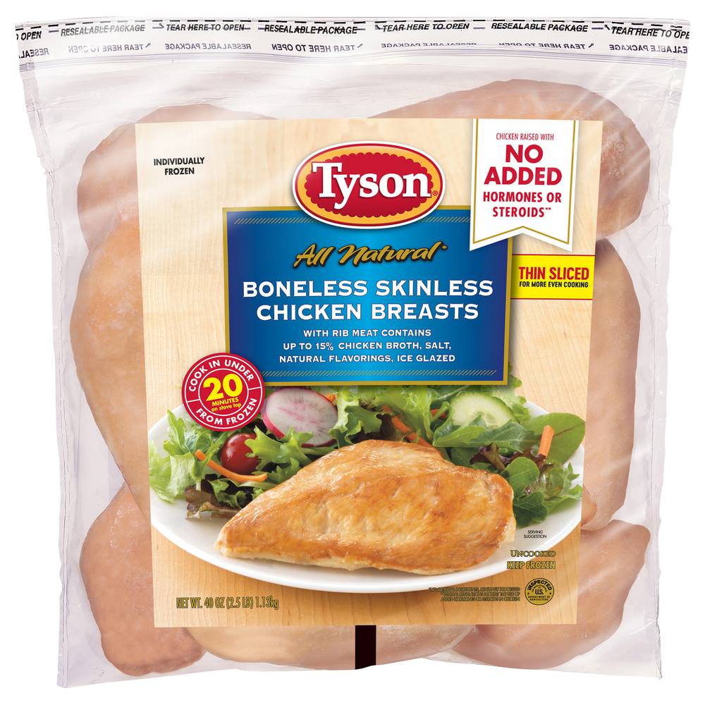 Tyson All Natural Boneless Skinless Chicken Breasts (2.5 lbs)