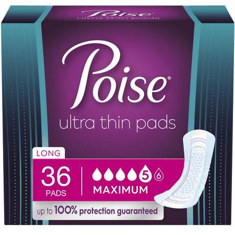 Poise Ultra Thin Long Incontinence Pads Maximum (36 units)