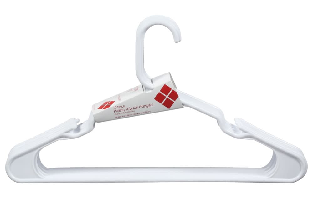 Everyday Living Plastic Tubular Hangers, White (10 ct)
