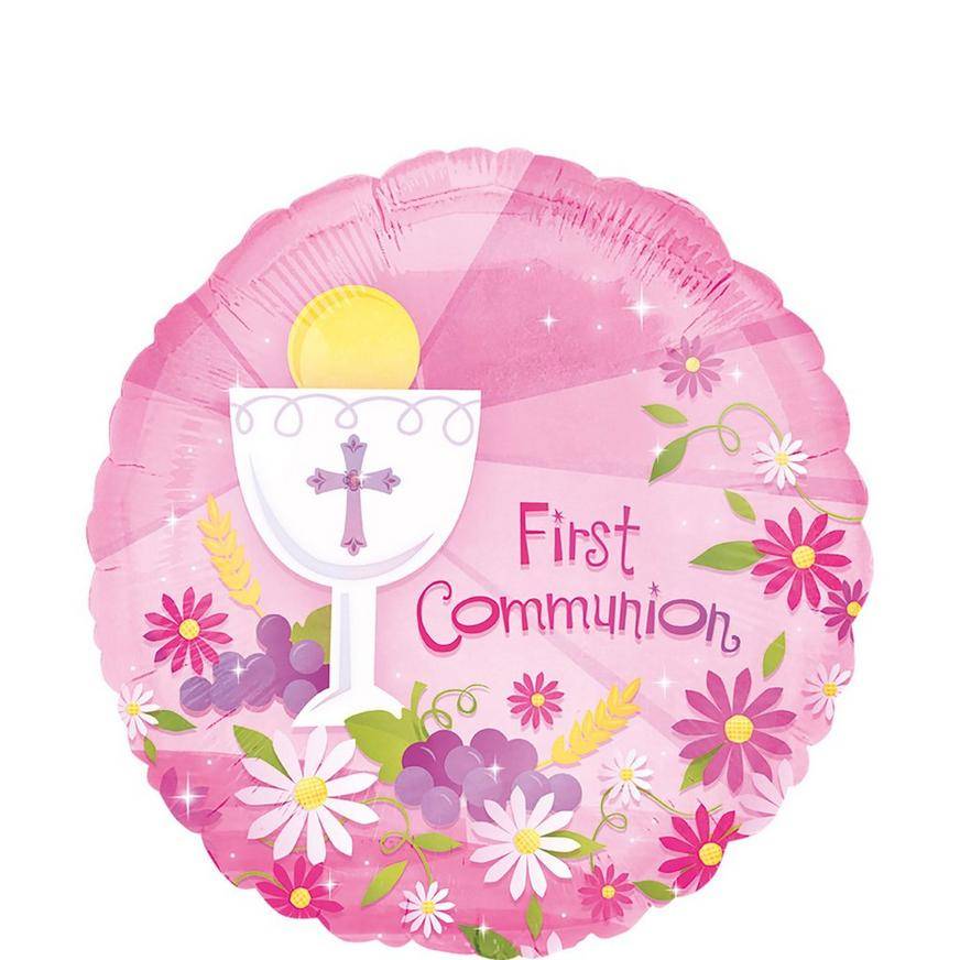 Uninflated First Communion Balloon - Girl's Blessings, 17in