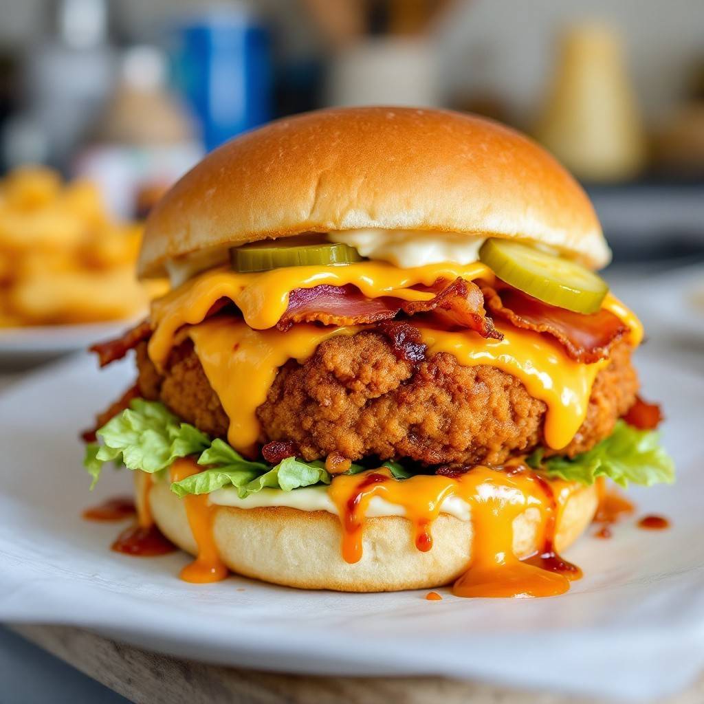 Bacon fried chicken burger 🍔