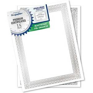 Geographics Rome Achievement Certificates, 8.5 x 11, White/Silver (48779)