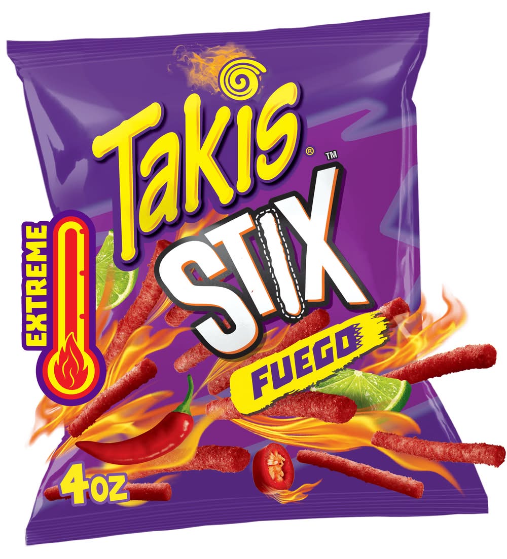 Takis Stix Fuego Corn Snack Sticks, Hot Chili Pepper-Lime (4 oz)