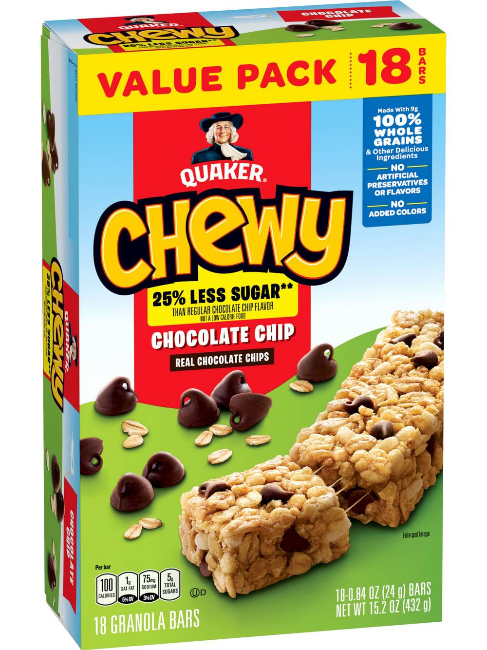 Quaker Chewy Chocolate Chip Granola Bars (0.84 oz, 18 ct)