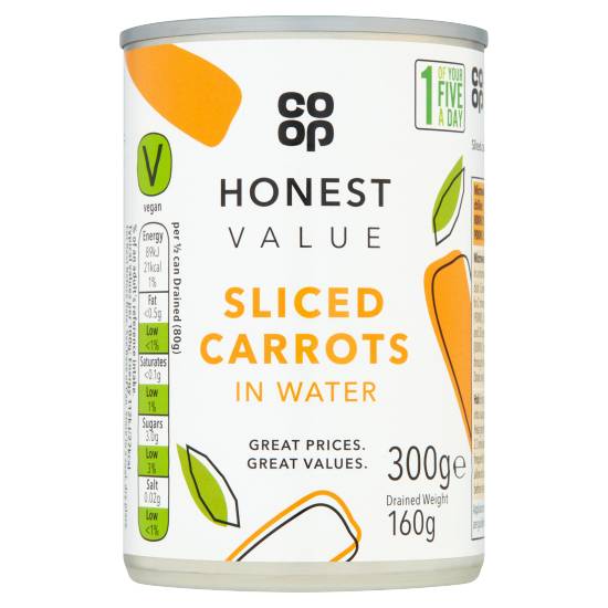 Co-Op Honest Value Sliced Carrots in Water (300g)