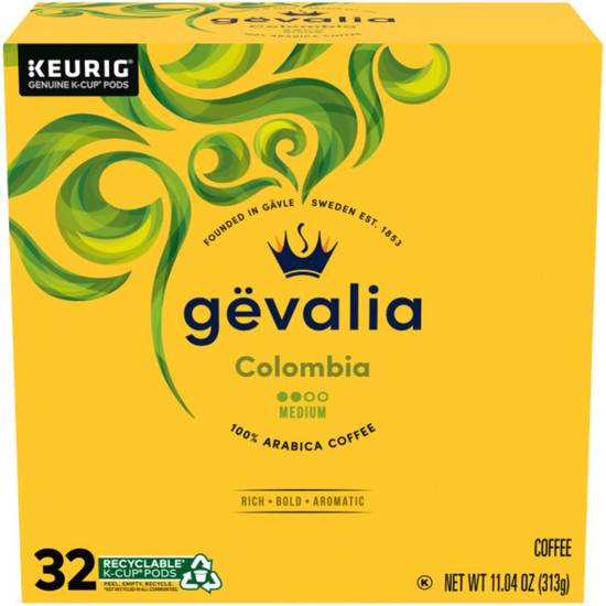 Gevalia Colombian Single Origin K�Cup Coffee Pods, 32 CT