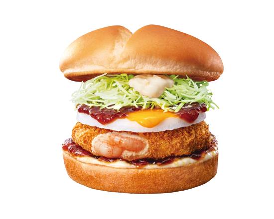 【単品】和風半熟月見 エビバーガー Japanese-Style Shrimp Burger with Soft-Boiled Egg