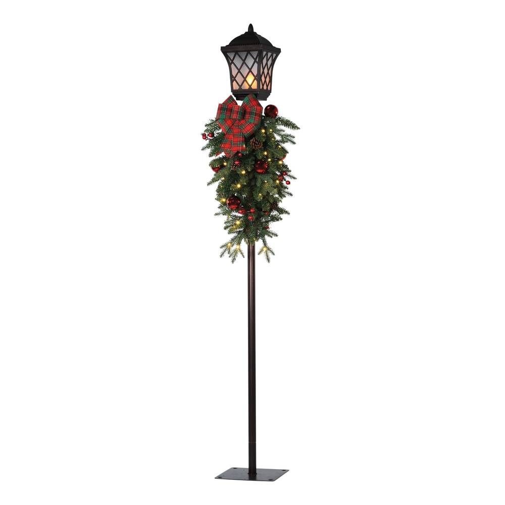 Holiday Living Lamp Post Yard Decoration With Clear Incandescent Lights, 72-in, Black