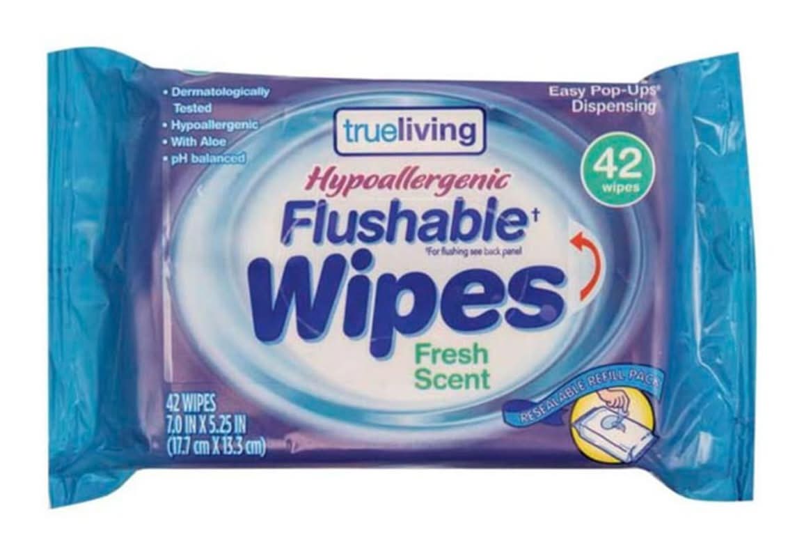 True Living Flushable Wipes 42 Ct