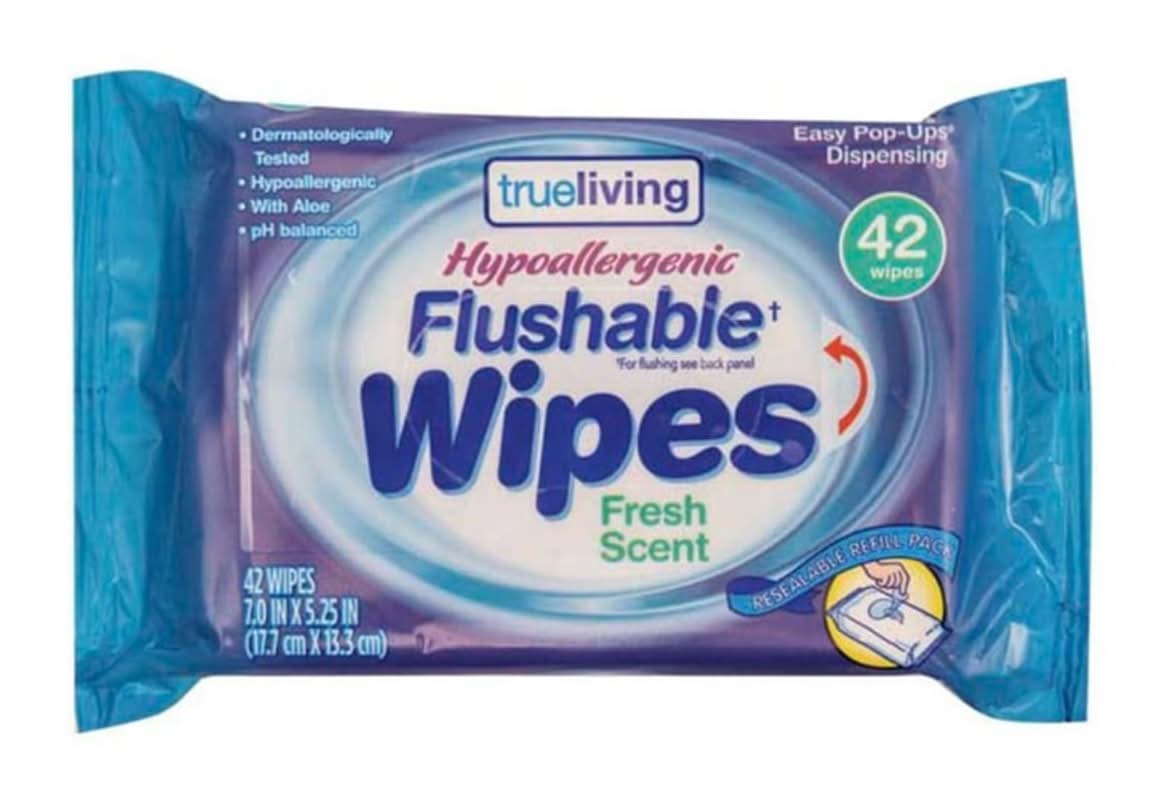 True Living Flushable Wipes 42 Ct