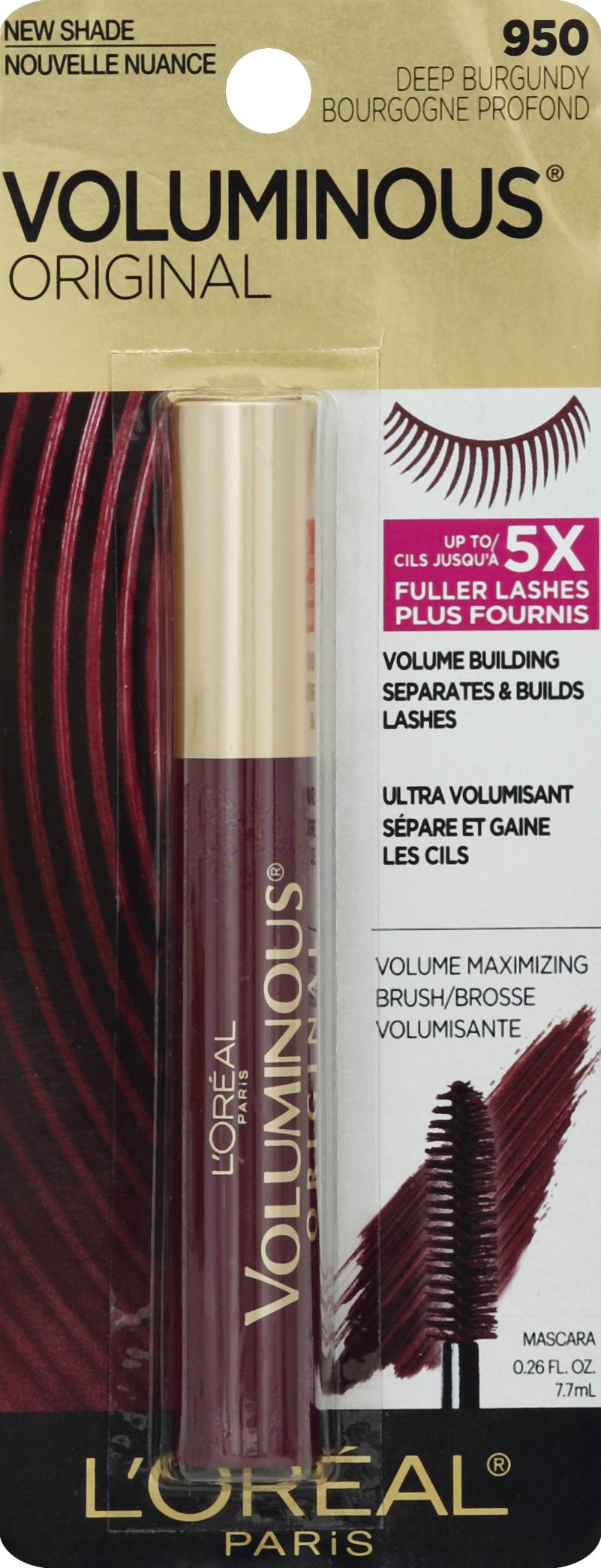 L'Oréal Voluminous Original Volume Building Mascara, 950 Deep Burgundy (0.26 fl oz)