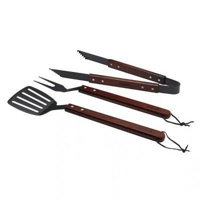 Nexgrill 3-Piece Tool Steel Grill Fork Set: Durable BBQ Utensils, Wooden Handle, Easy to Clean