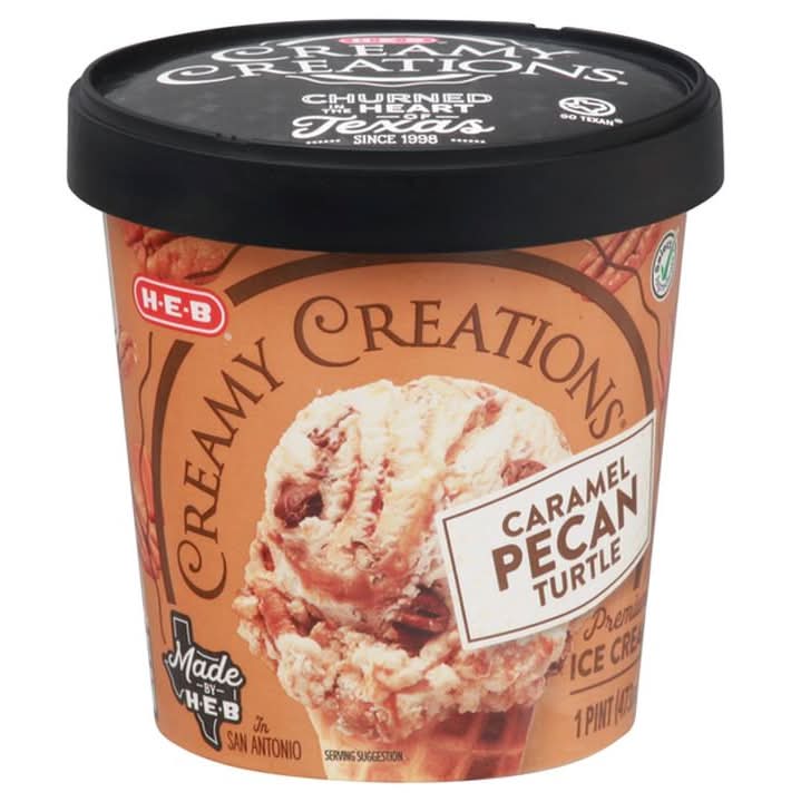 H-E-B · Creamy creations helado de nuez con caramelo (473 ml)