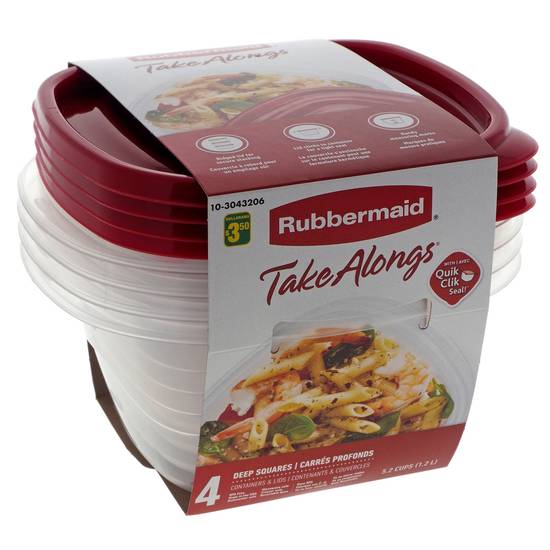 Rubbermaid TakeAlongs 5.2 C. Clear Square Food Storage Container with Lids  (4-Pack) - Kellogg Supply