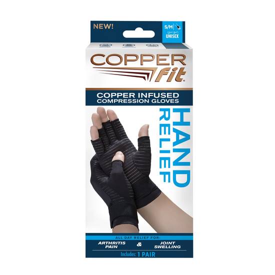 Copper Fit Hand Relief Gloves, S/M