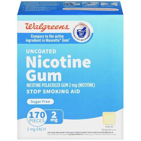 Walgreens Nicotine Gum Stop Smoking Aid 2mg Original