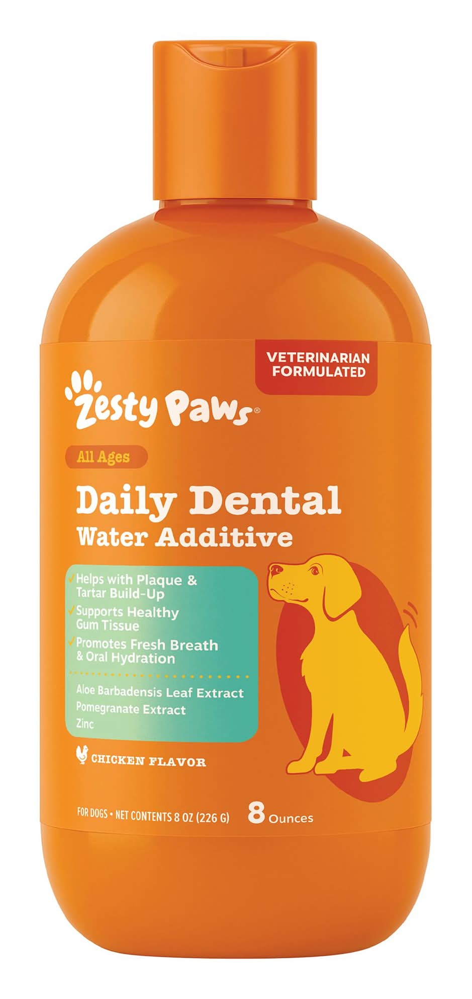 Zesty Paws Dog Daily Dental Water Additive, Healthy Gums & Fresh Breath, Chicken Flavor, 8 fl oz (Flavor: Chicken)