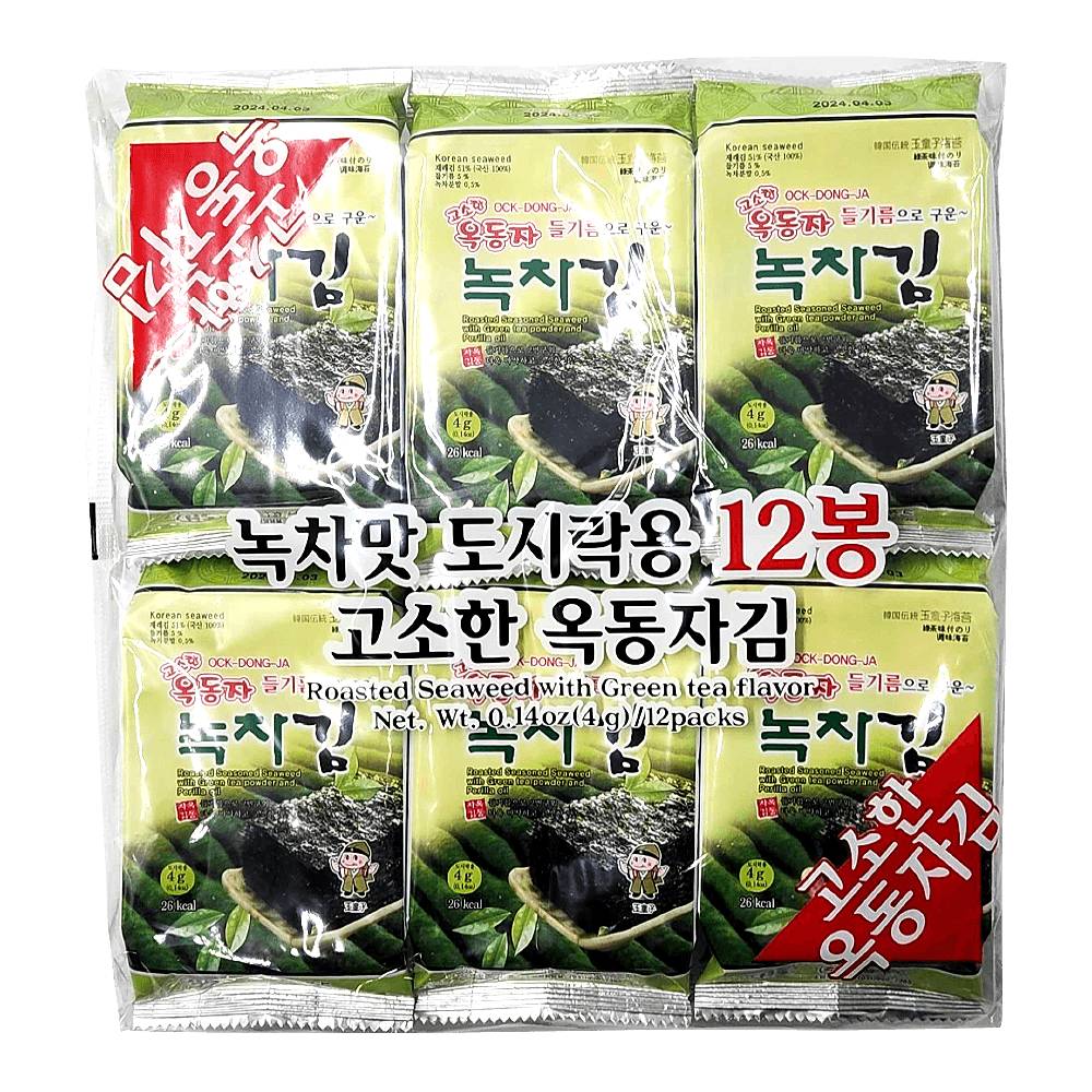 Okdongja Seaweed, Green Tea (12 x 0.14 oz)