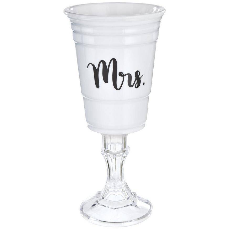 White Plastic Mrs. Stemmed Cup, 15oz
