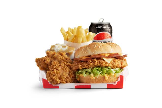 Zinger® Bacon & Cheese Burger Box Hot & Crispy