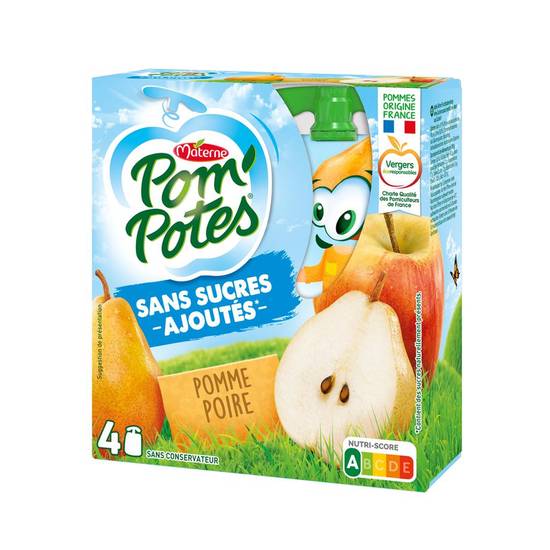 Compote de pomme sans sucres ajoutés POM'POTES 4x90g