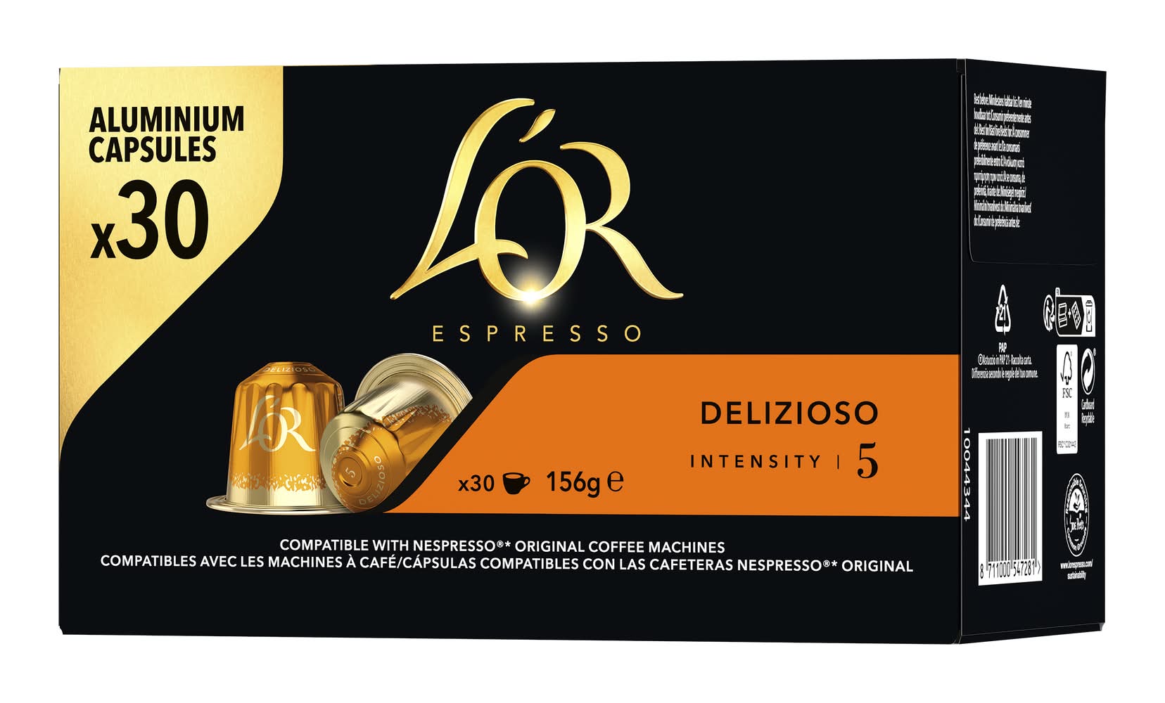 L'OR - Capsules de café en aluminium espresso delizioso intensité 5 (30)