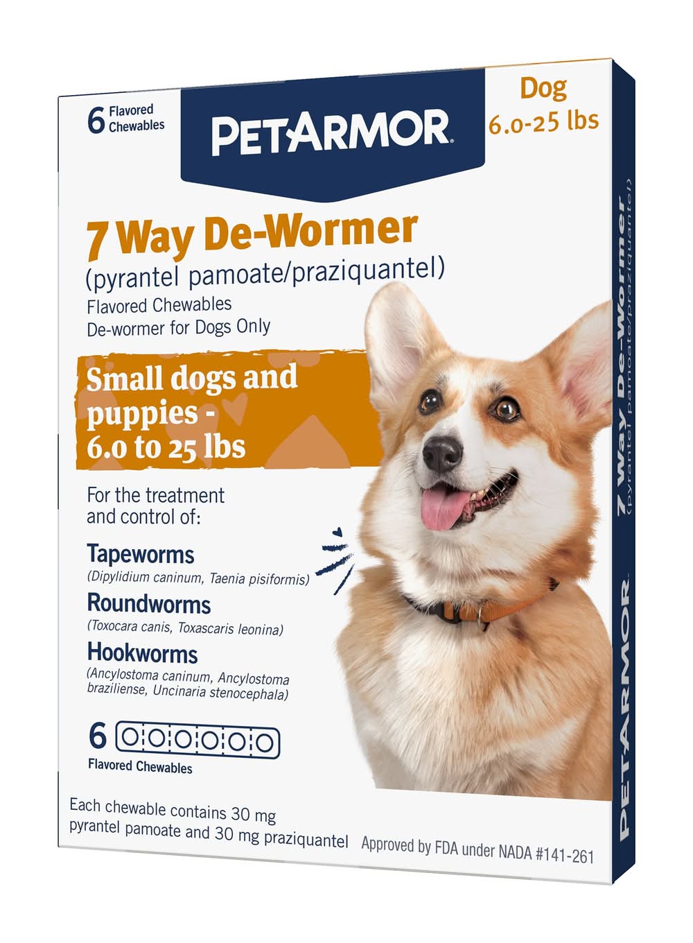 PetArmor® 7 Way Dewormer for Hookworms, Roundworms, & Tapeworms, for Small Dogs and Puppies 6-25 lbs
