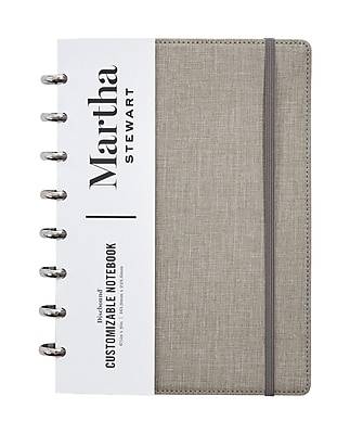 Martha Stewart Customizable Notebook, 6.375 x 9, College Ruled, 60 Sheets, Gray/Silver (MS102E)