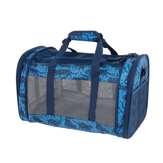 Whisker City® Blue Cat Print Soft-Sided Cat Carrier (Color: Blue)