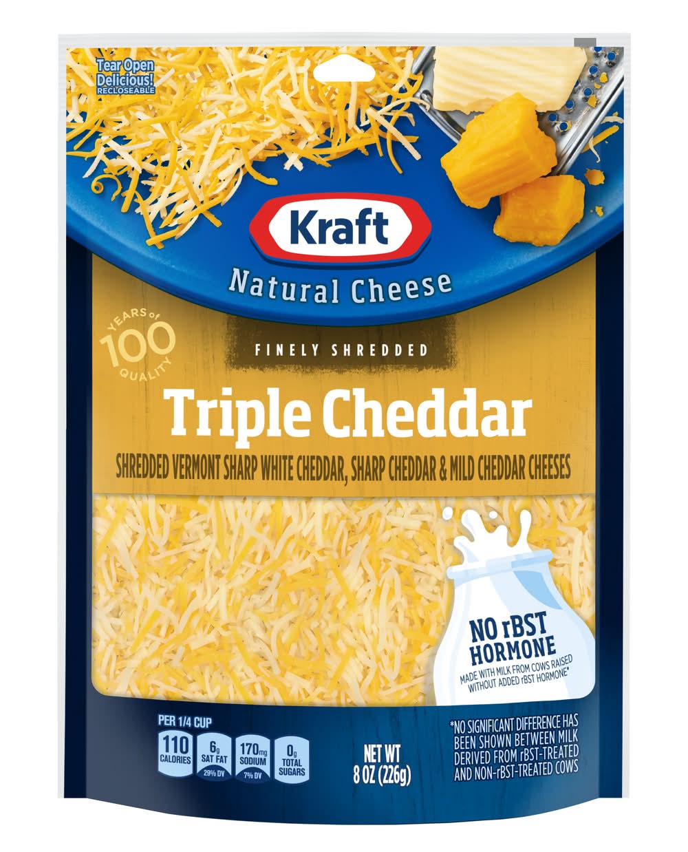 Kraft Finely Shredded Triple Cheddar Cheese (8 oz)