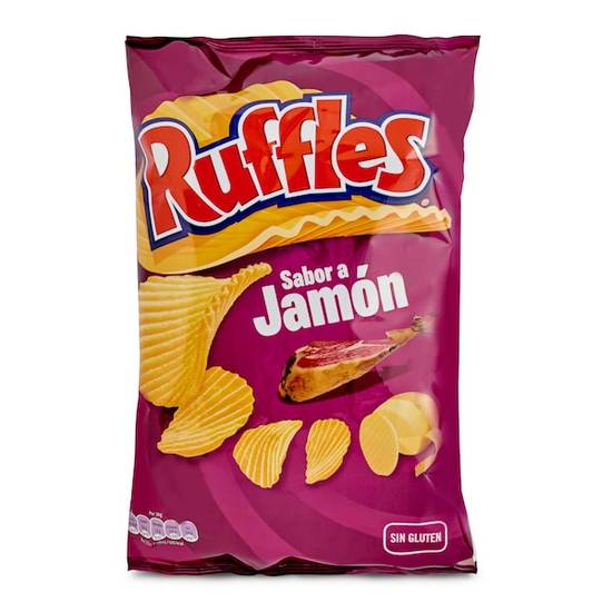Patatas fritas onduladas sabor a jamón Ruffles bolsa 150 g