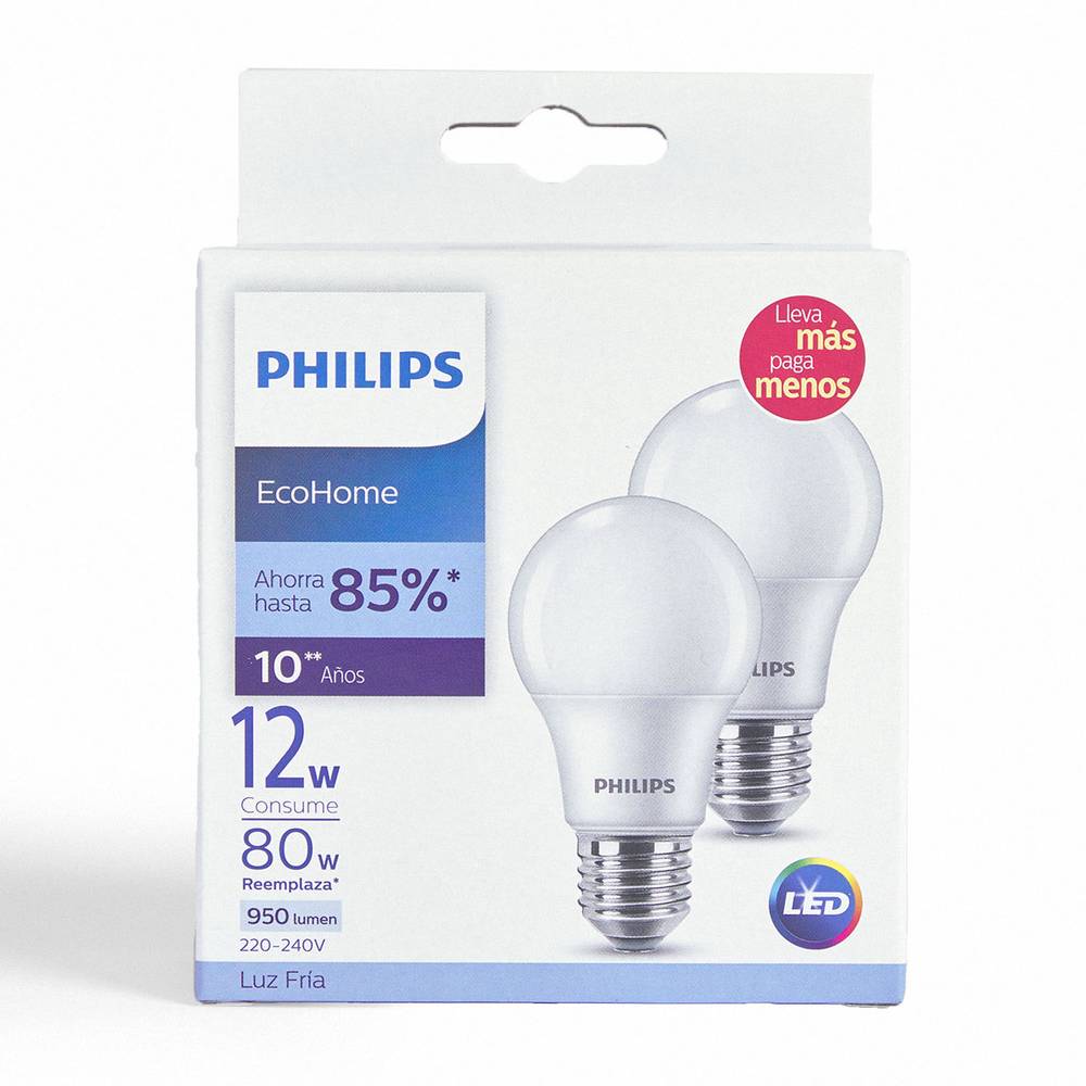 Philips pack ampolleta led 12w luz fría (2 un)