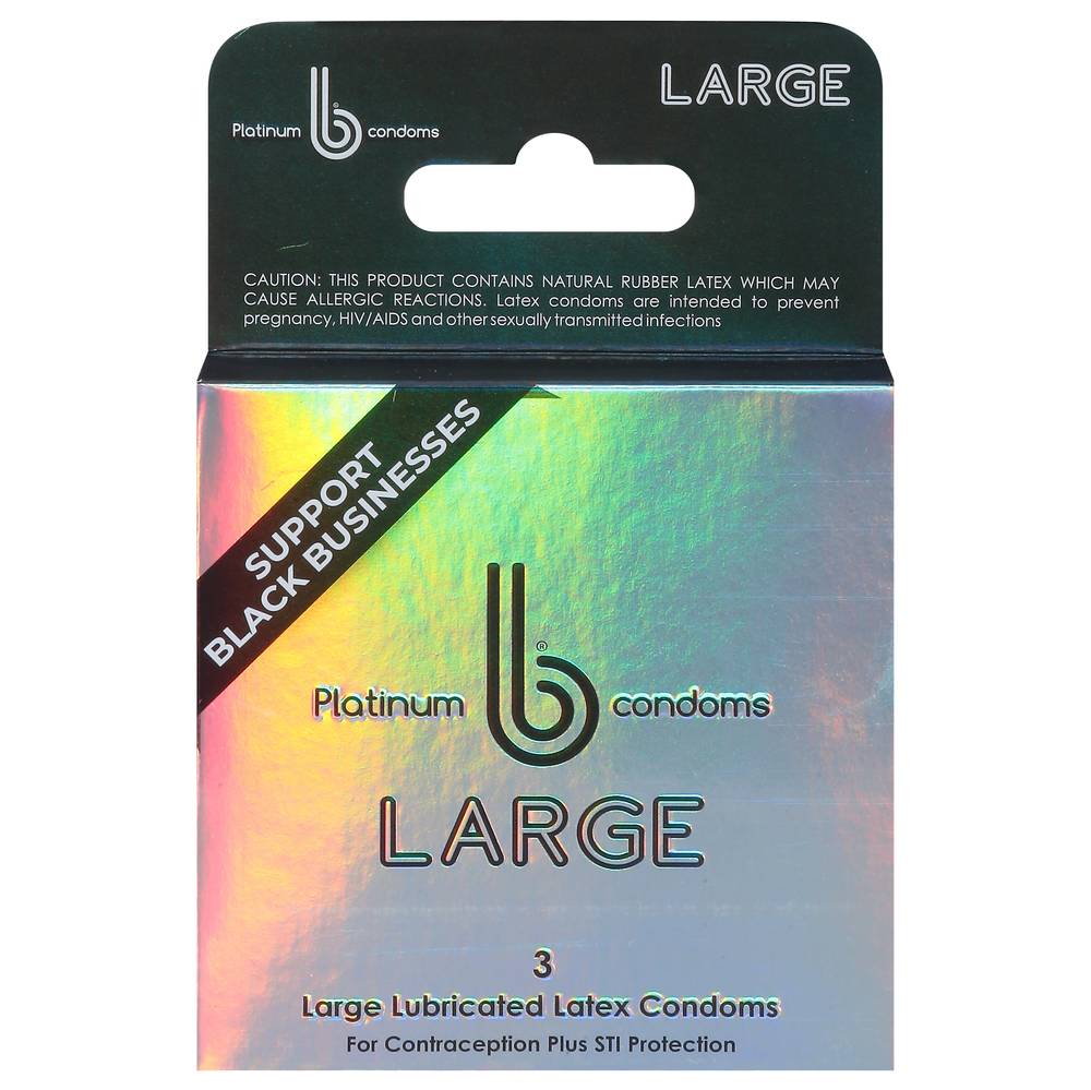 B Condoms Large Lubricated Latex Condoms