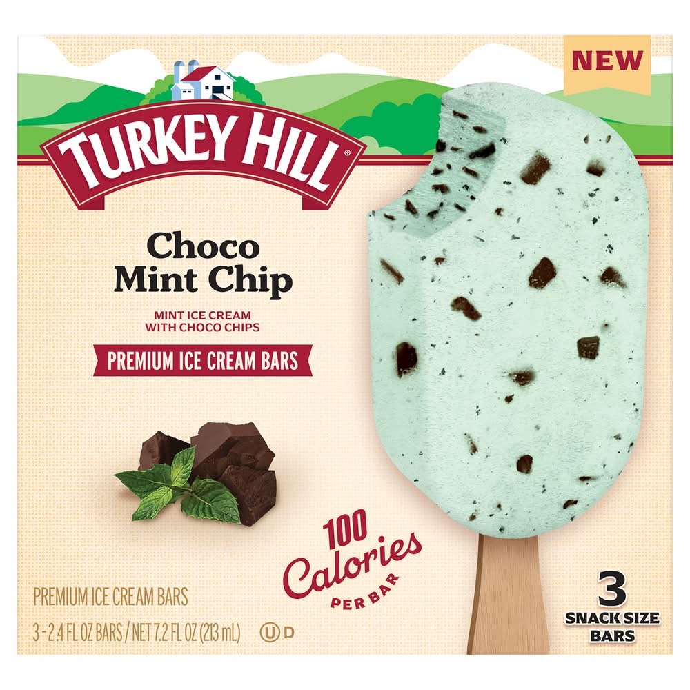 Turkey Hill Premium Ice Cream Bars, Choco Mint Chip (7.2 fl oz, 3 ct)