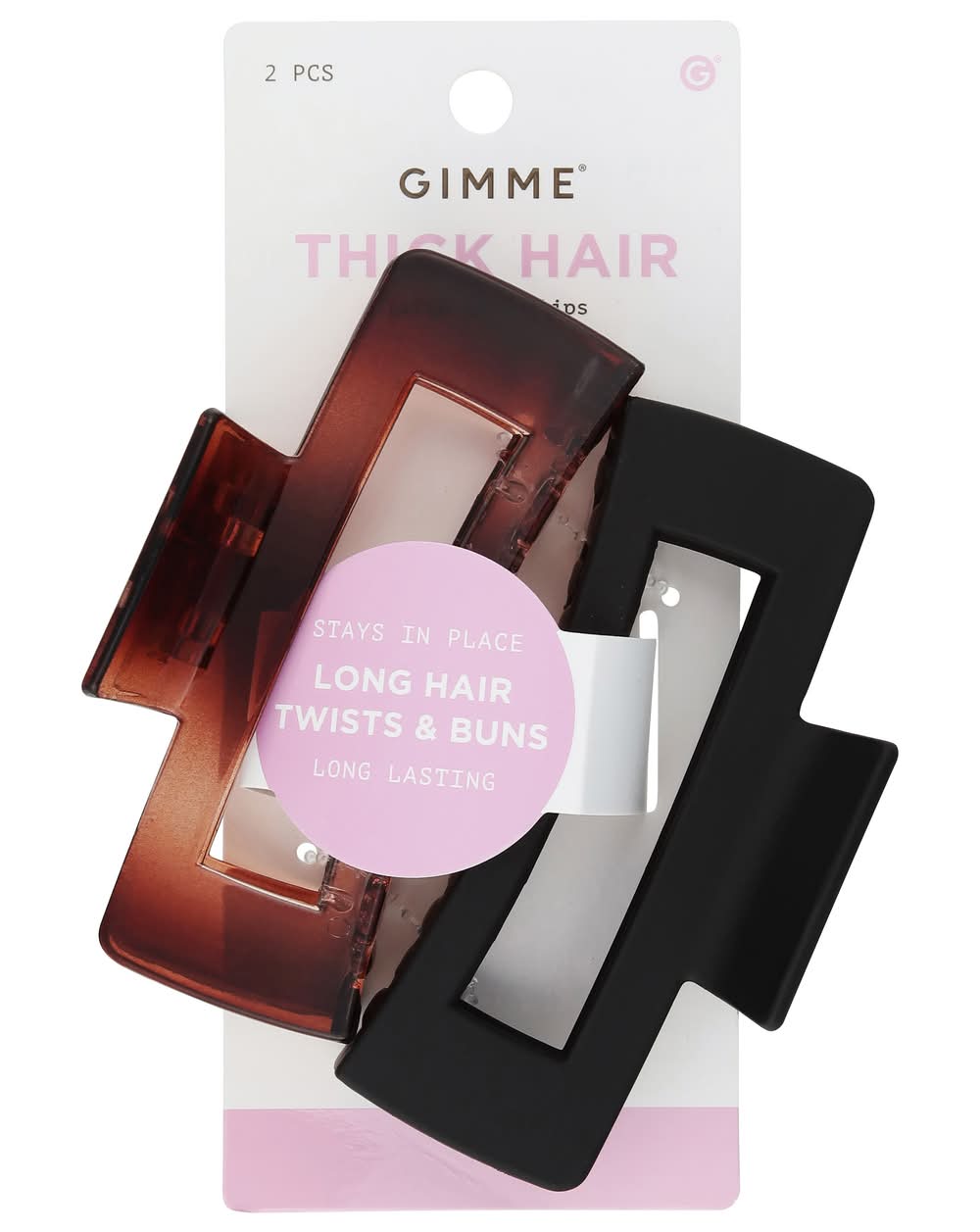 Gimme Thick Hair Claw Clips, L, Black/Tortoise (2 ct)