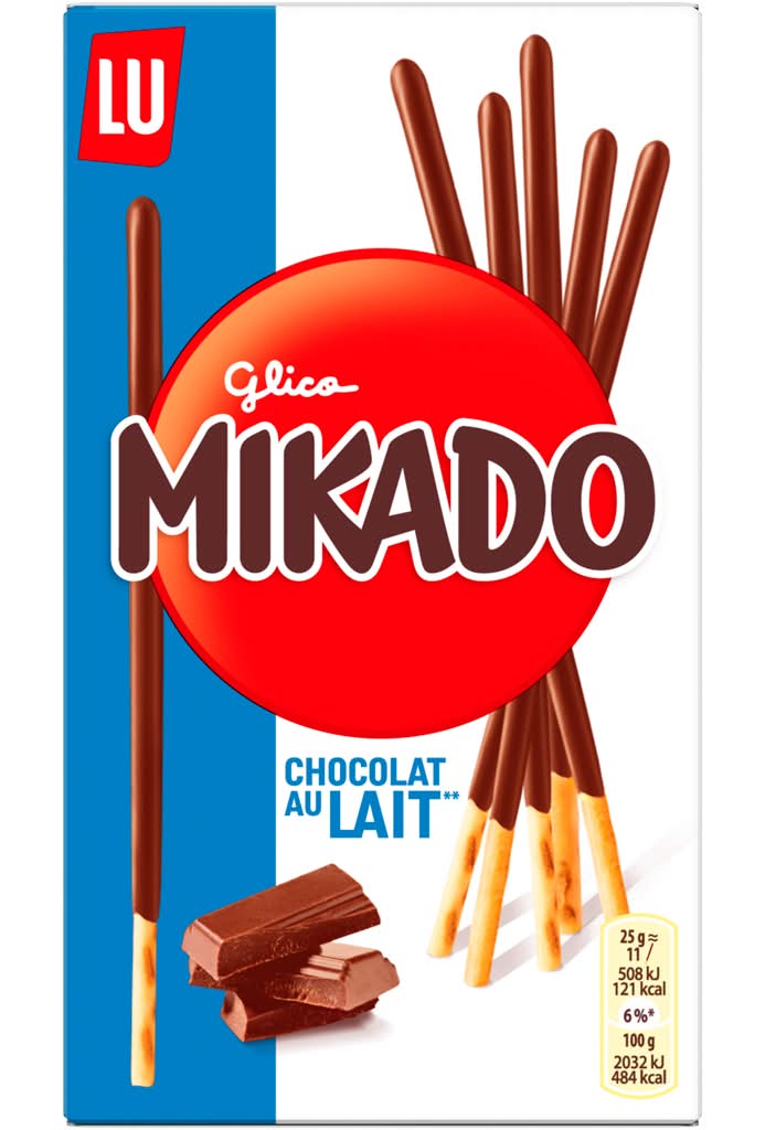 Mikado  - Biscoito chocolate de leite, embalagem de 75g
