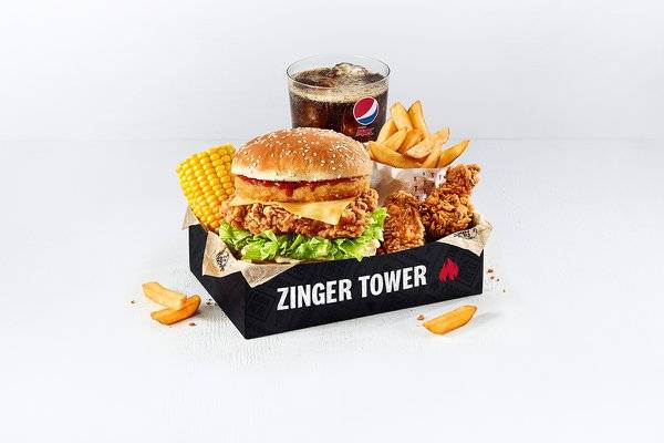 Zinger Tower Box Meal with 2 Hot Wings