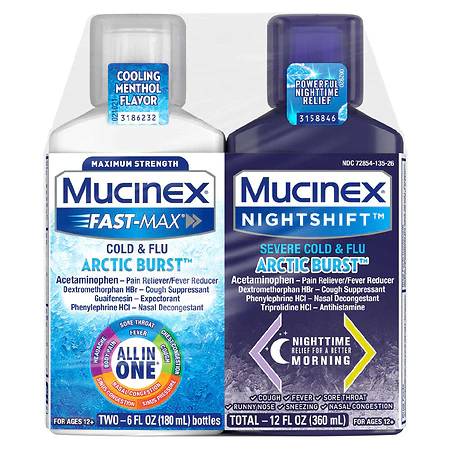 Mucinex Fast-Max - Cold & F lu Arctic Burst - All in One 6oz (Age 12+)Menthol Flavor