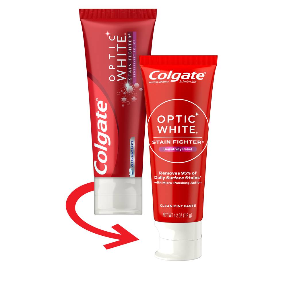 Colgate Optic White Anticavity Stain Fighter Paste Toothpaste, Clean Mint (4.2 oz)